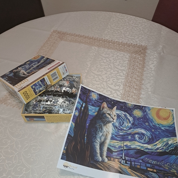 Starry Whiskers 1000-Piece Puzzle - Blue and White - Picture 6 of 8